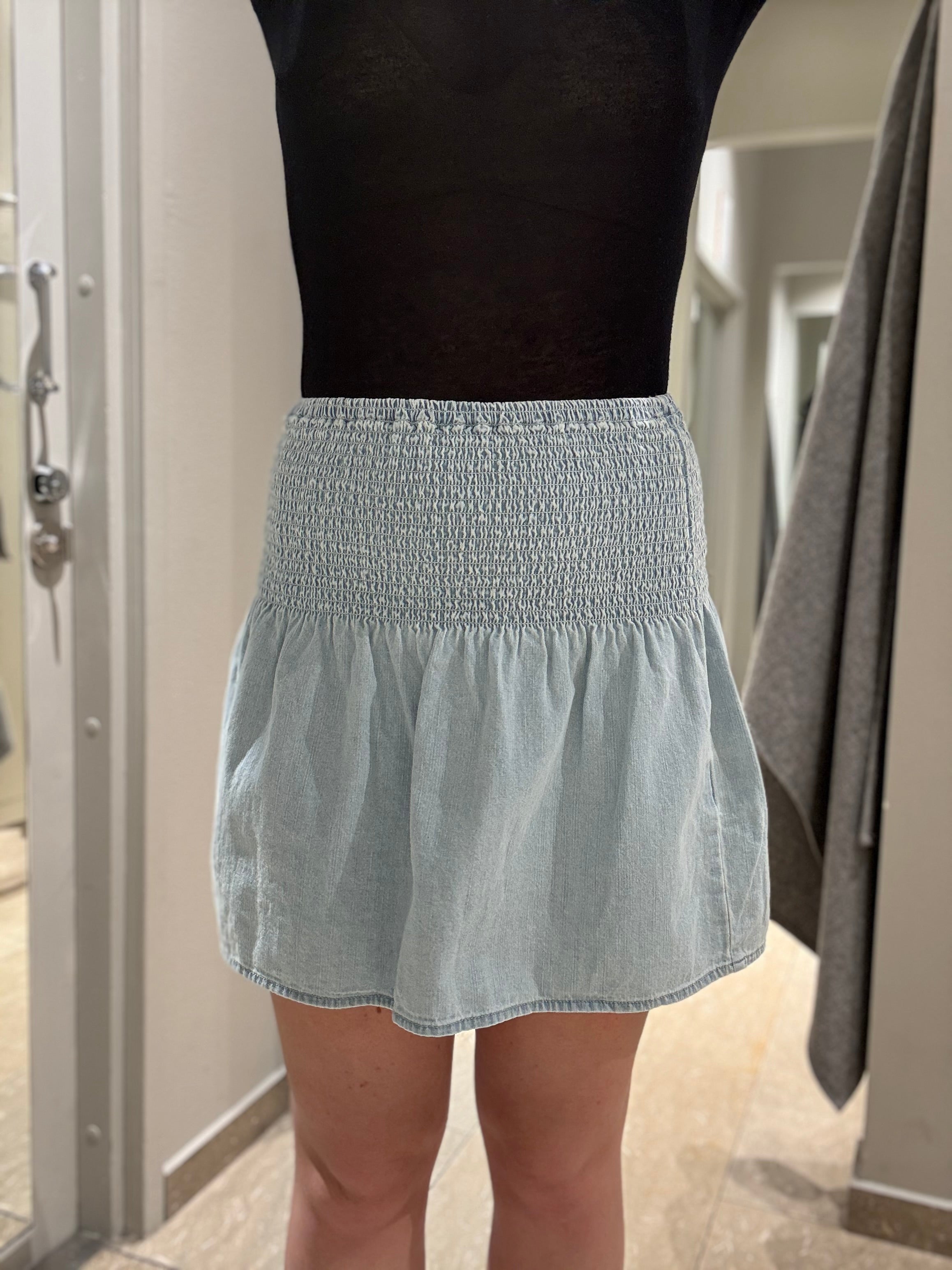 NMOREGON Short Skirt - Light Blue Denim